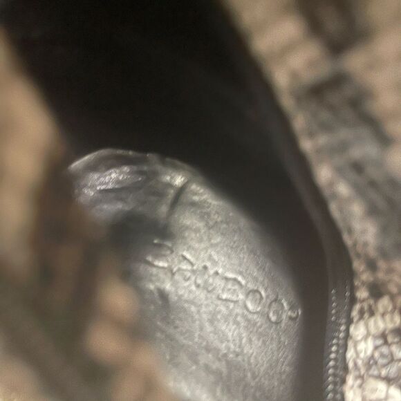 Bamboo synthetic Snakeskin Print beige & gray thigh high block Heels boots SZ8 - Picture 12 of 13